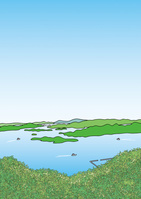 広島県 瀬戸内海 三原市 筆影山からの眺め イラスト みやもとかずみ
